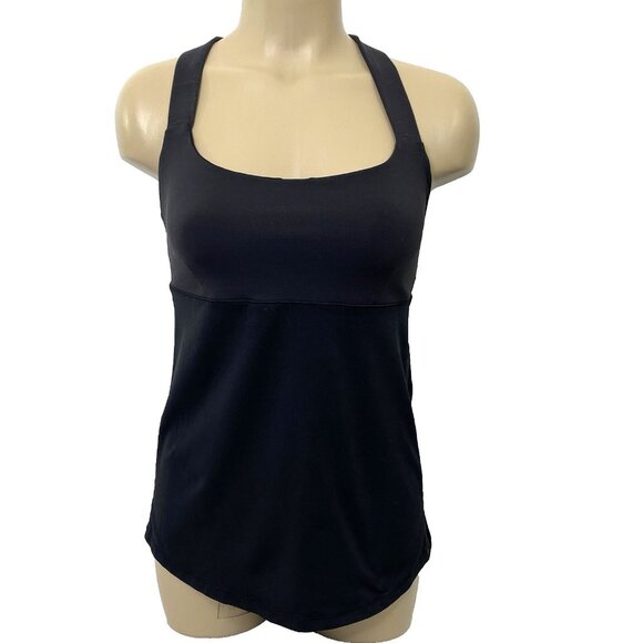 Lululemon Cross Back Tank Top Womens size 6 Black Bra Top Workout Yoga Running - Picture 1 of 9